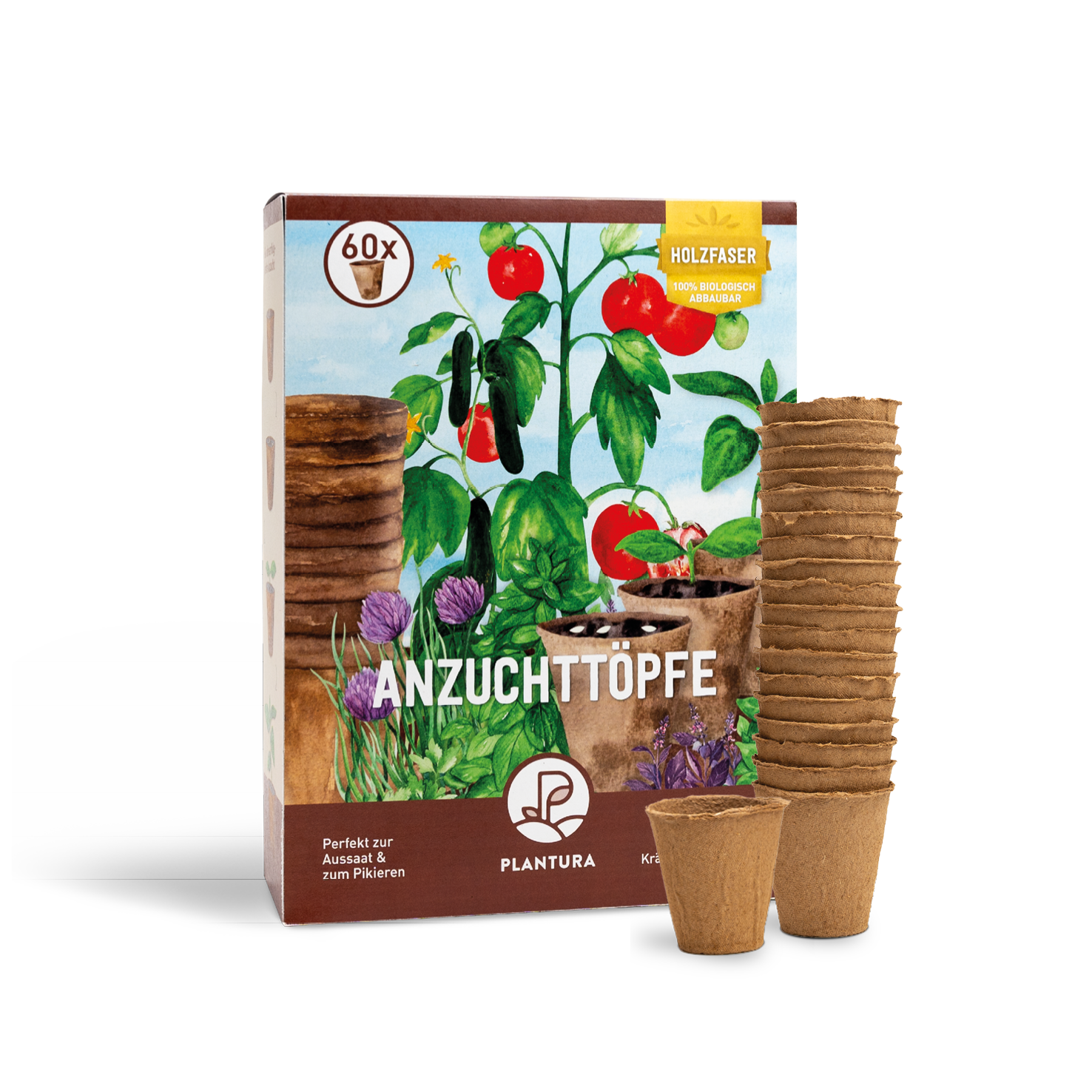 biologisch abbaubare pflanztöpfe Anzuchttöpfe aus Holzfaser 60 Stück kaufen