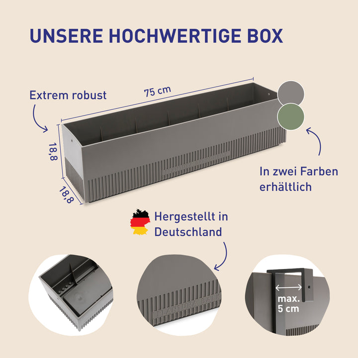 Hochwertiger und robuster Balkonkasten für Balkonbox Ruby Red
