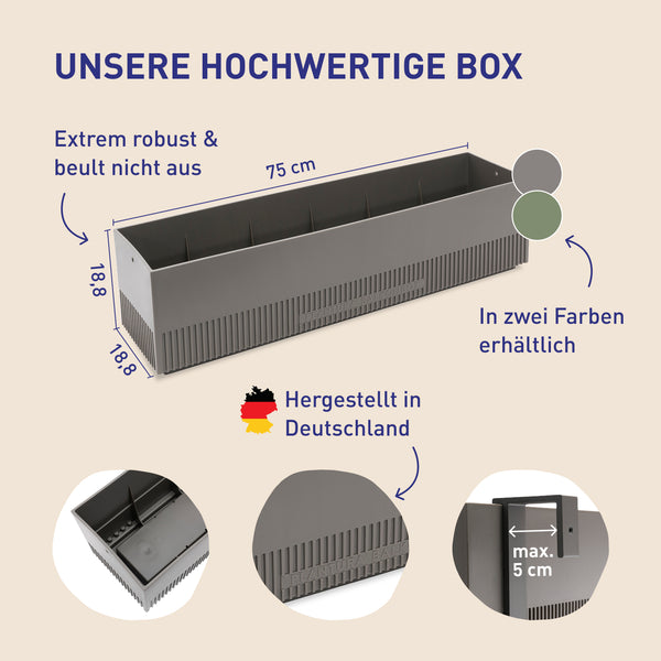 Hochwertiger und robuster Balkonkasten für Balkonbox Ruby Red