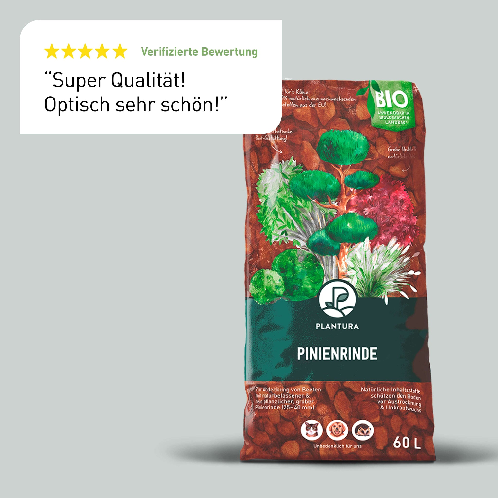 Bewertung des Plantura Pinienmulchs