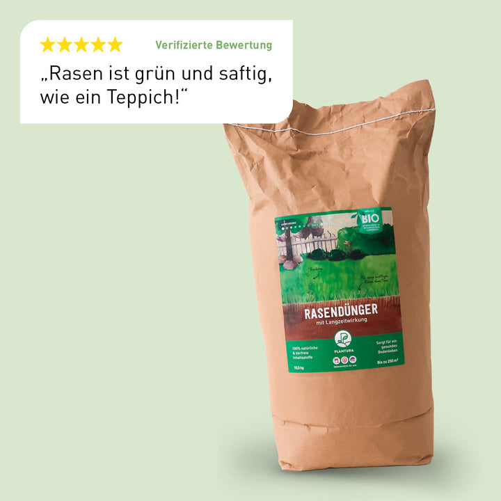 Bewertung plastikfreier Plantura Bio-Rasendünger