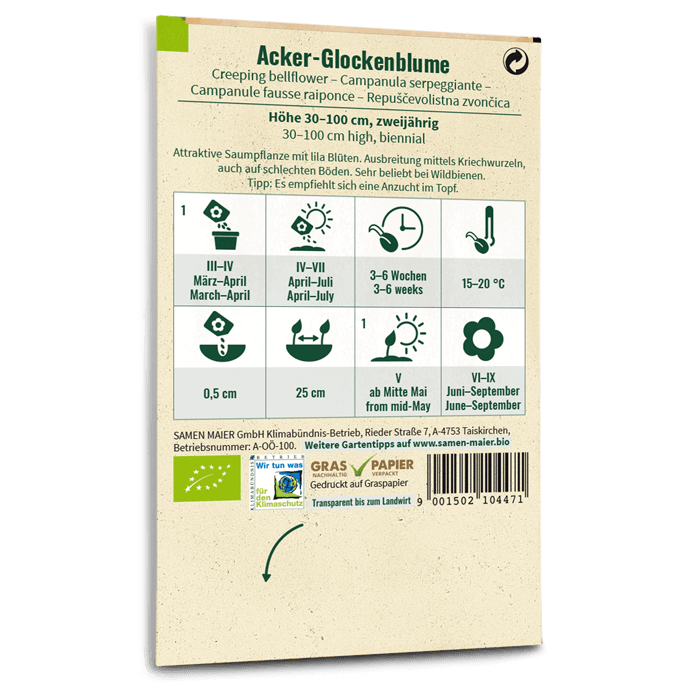 Bio-Acker-Glockenblume Wildblume Saatgut