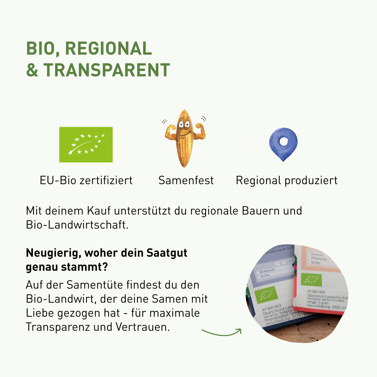 EU Bio-Saatgut für den Balkon direkt vom Feld