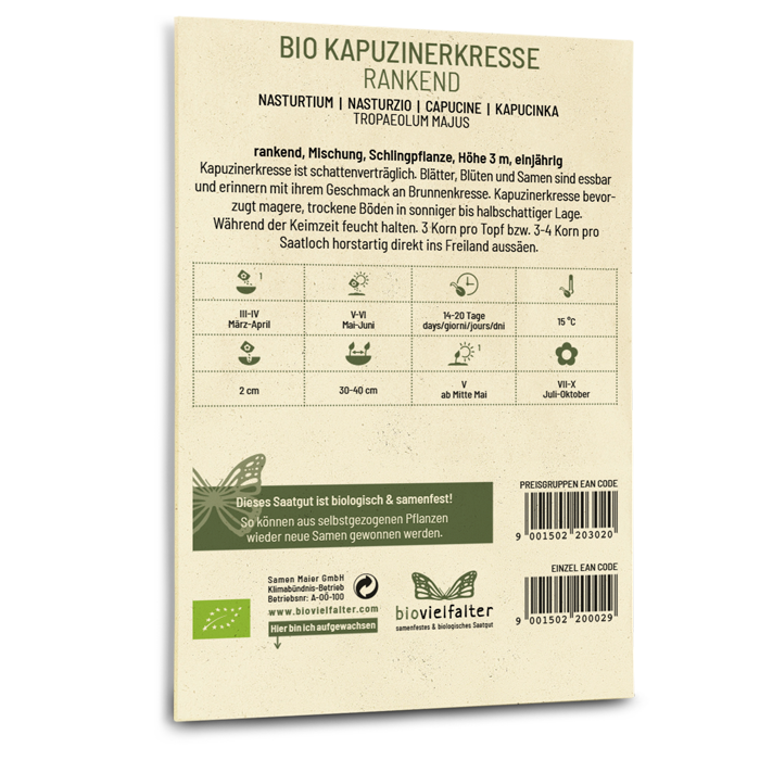 Bio-Kapuzinerkresse Rankende Mischung Saatgut
