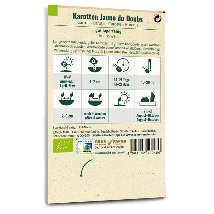 Bio-Karotten 'Jaune du Doubs' Saatgut
