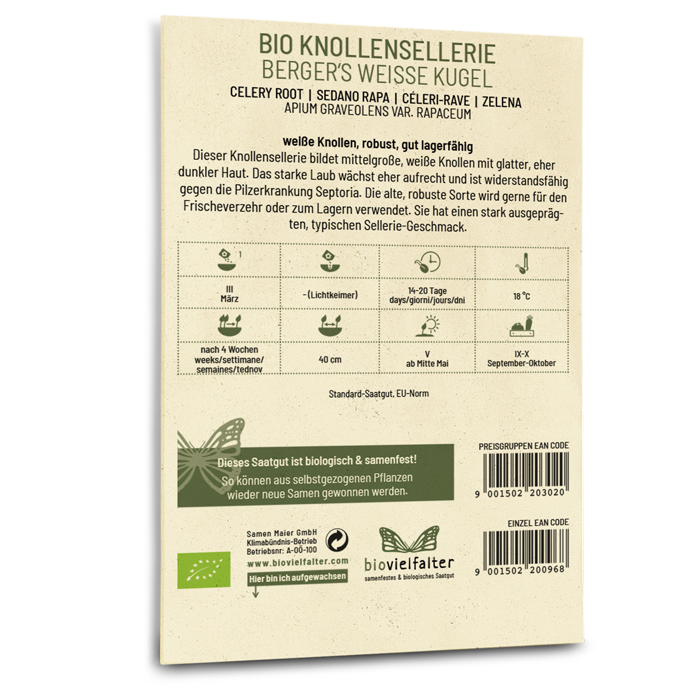 Bio-Knollensellerie 'Berger's weiße Kugel' Saatgut
