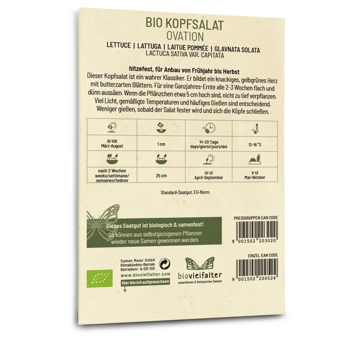 Bio-Kopfsalat 'Ovation' Saatgut