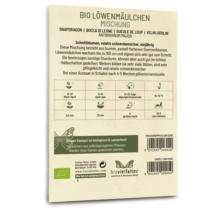 Bio-Löwenmäulchen Mischung Saatgut