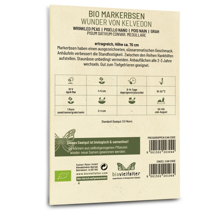 Bio-Markerbse 'Wunder von Kelvedon' Saatgut