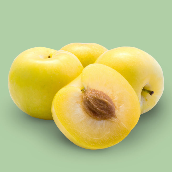 Früchte des Bio-Pflaumenbaums 'Oullins Reneklode'
