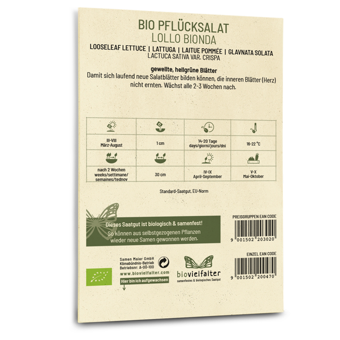 Bio-Pflücksalat 'Lollo Bionda' Saatgut