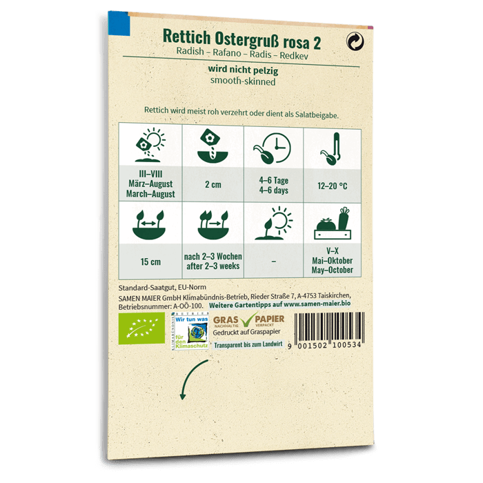 Bio-Rettich 'Ostergruß rosa 2' Saatgut
