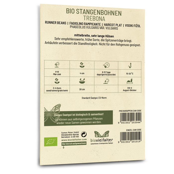 Bio-Stangenbohne 'Trebona' Saatgut