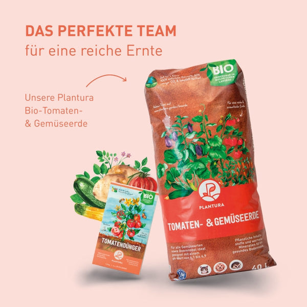 Bio-Tomatendünger und Bio-Tomatenerde von Plantura