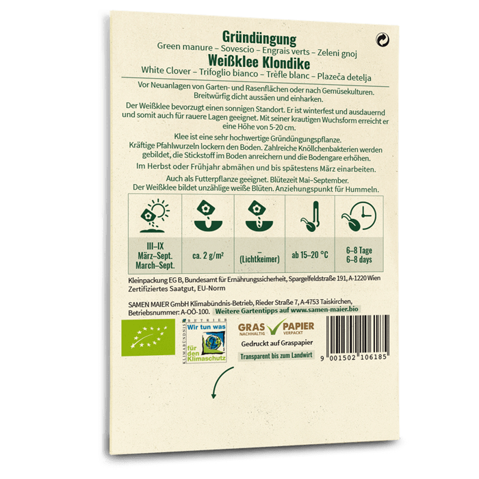 Bio-Weißklee Gründüngung Saatgut