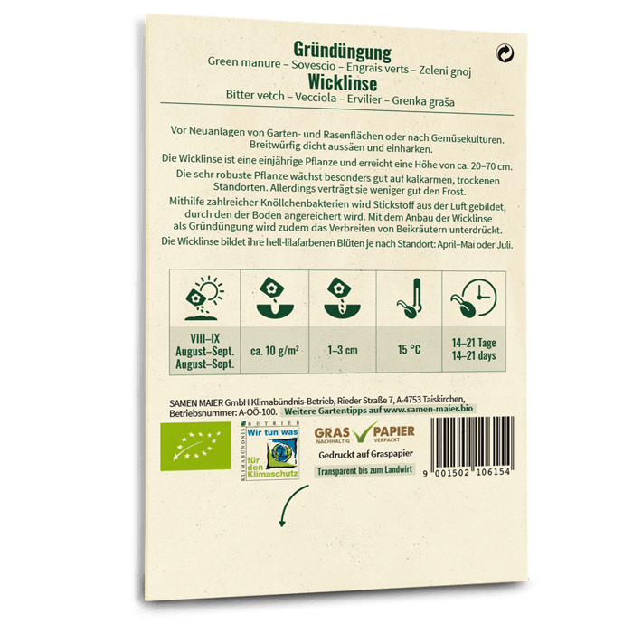 Bio-Wicklinse Gründüngung Saatgut