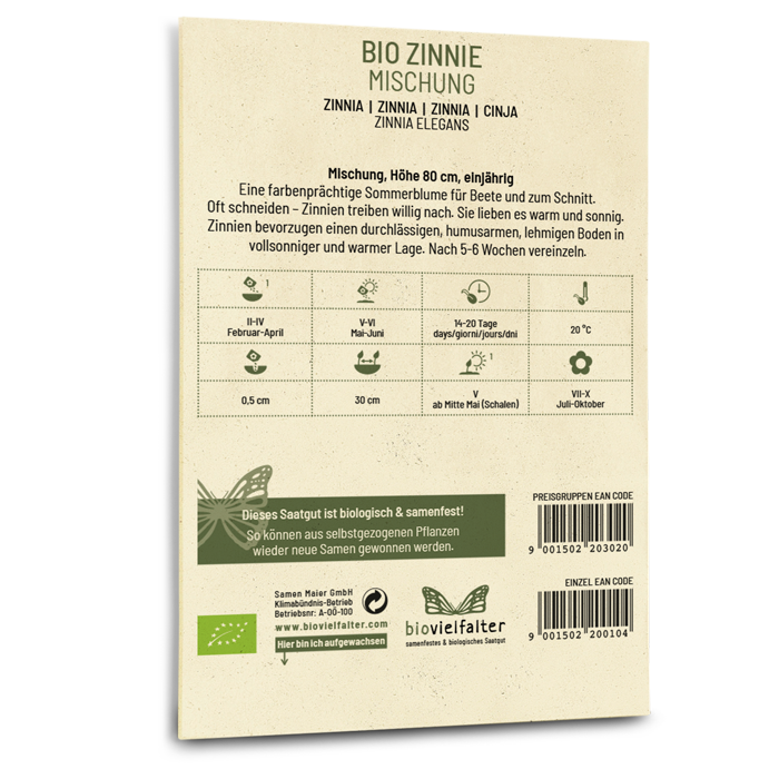 Bio-Zinnie Mischung Saatgut
