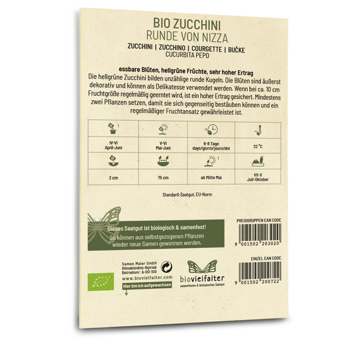 Bio-Zucchini 'Runde von Nizza' Saatgut