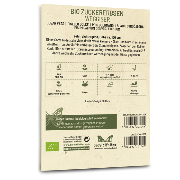 Bio-Zuckererbse 'Weggiser' Saatgut
