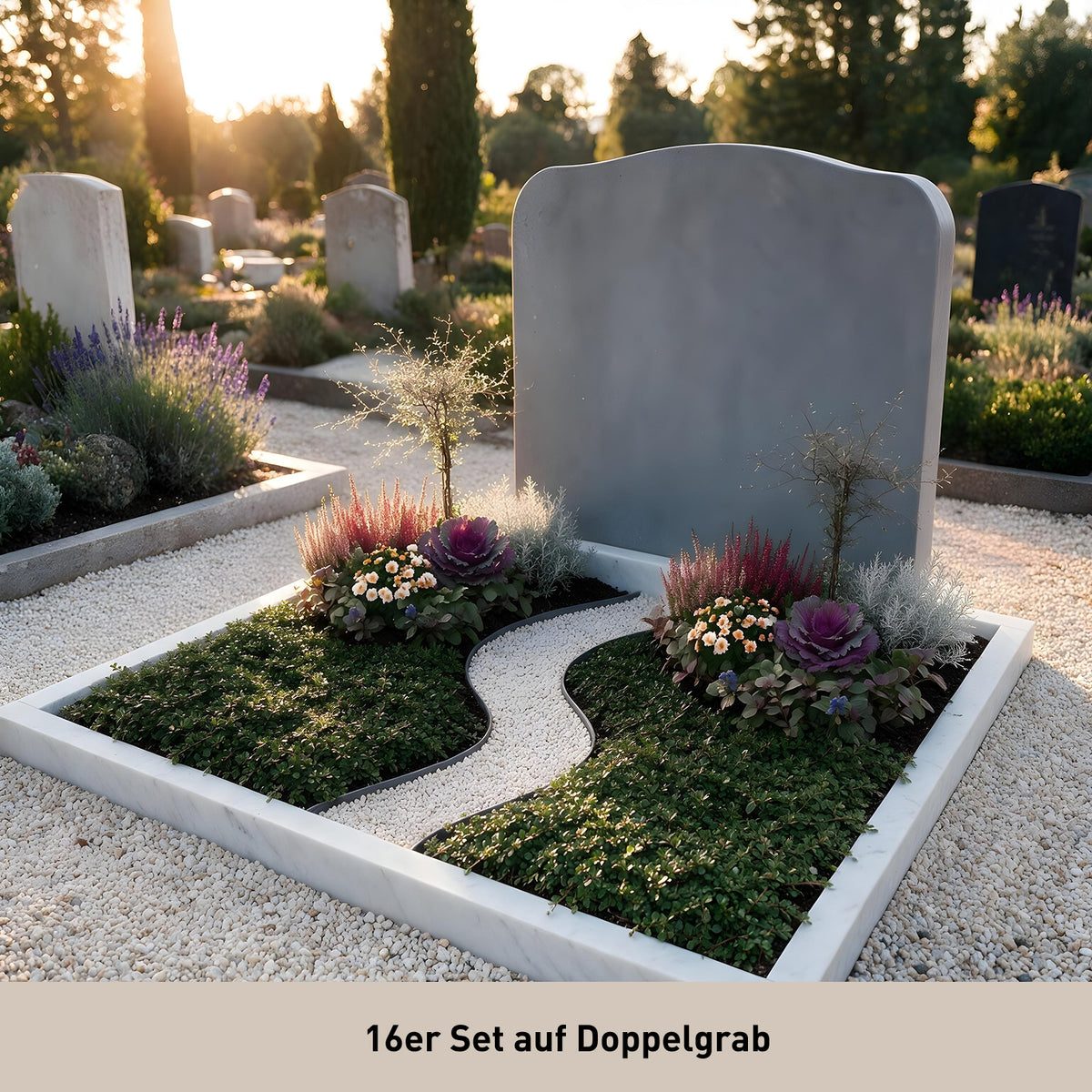 Bepflanztes Doppelgrab `Gentle Memories` 16er Set