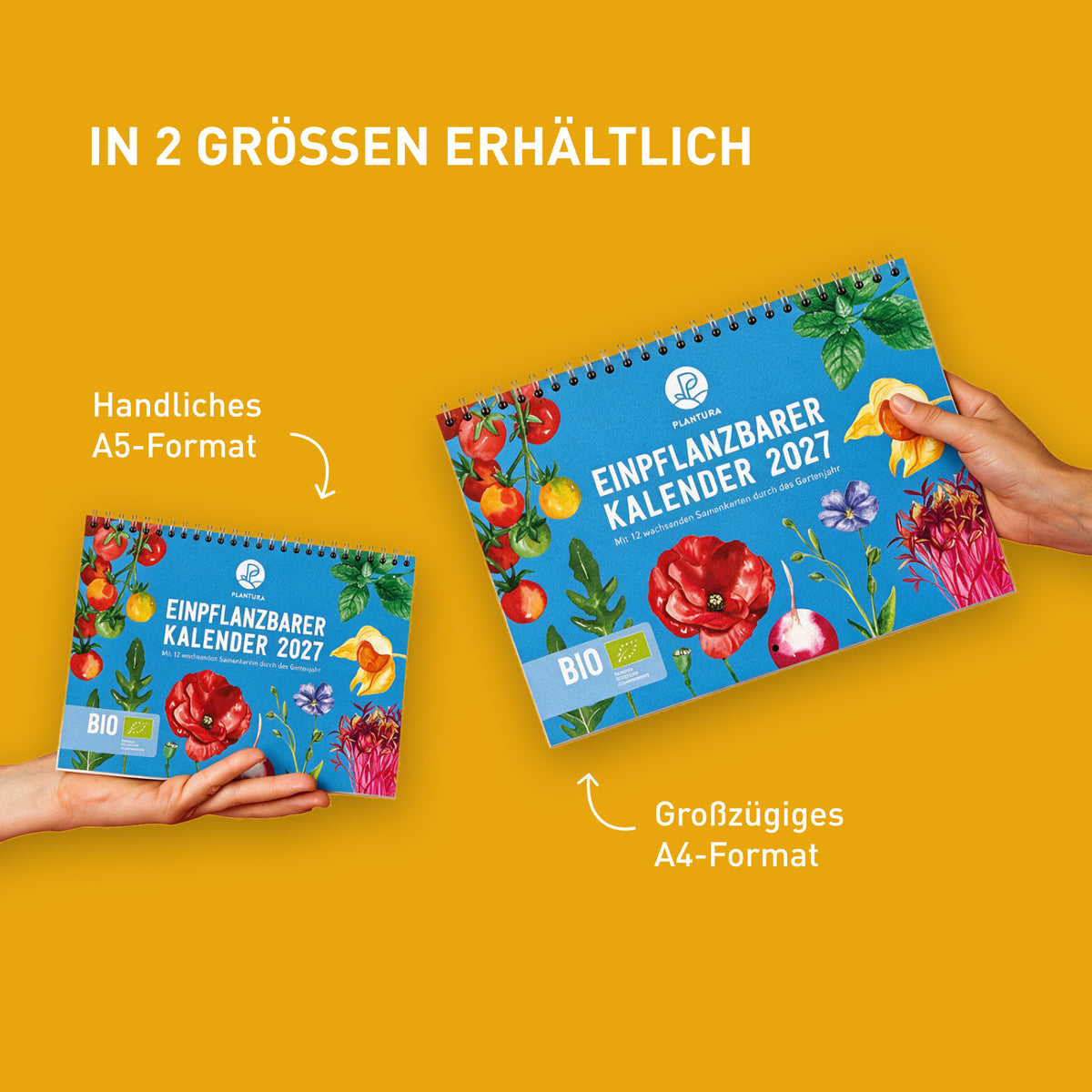 Einpflanzbarer Kalender von Plantura im A4 und A5-Format