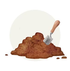 illustrierter Herdhaufen mit Schaufel