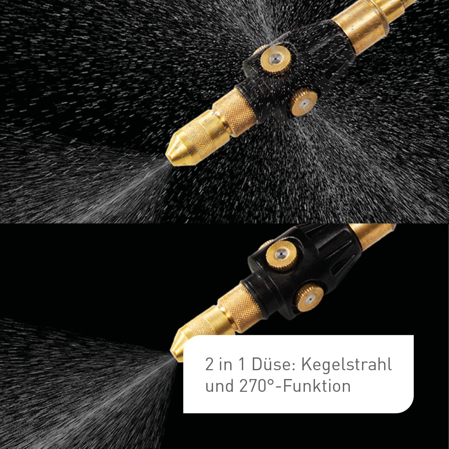 Düse und Strahl des Gloria 270° Pflanzenschutz-Sets