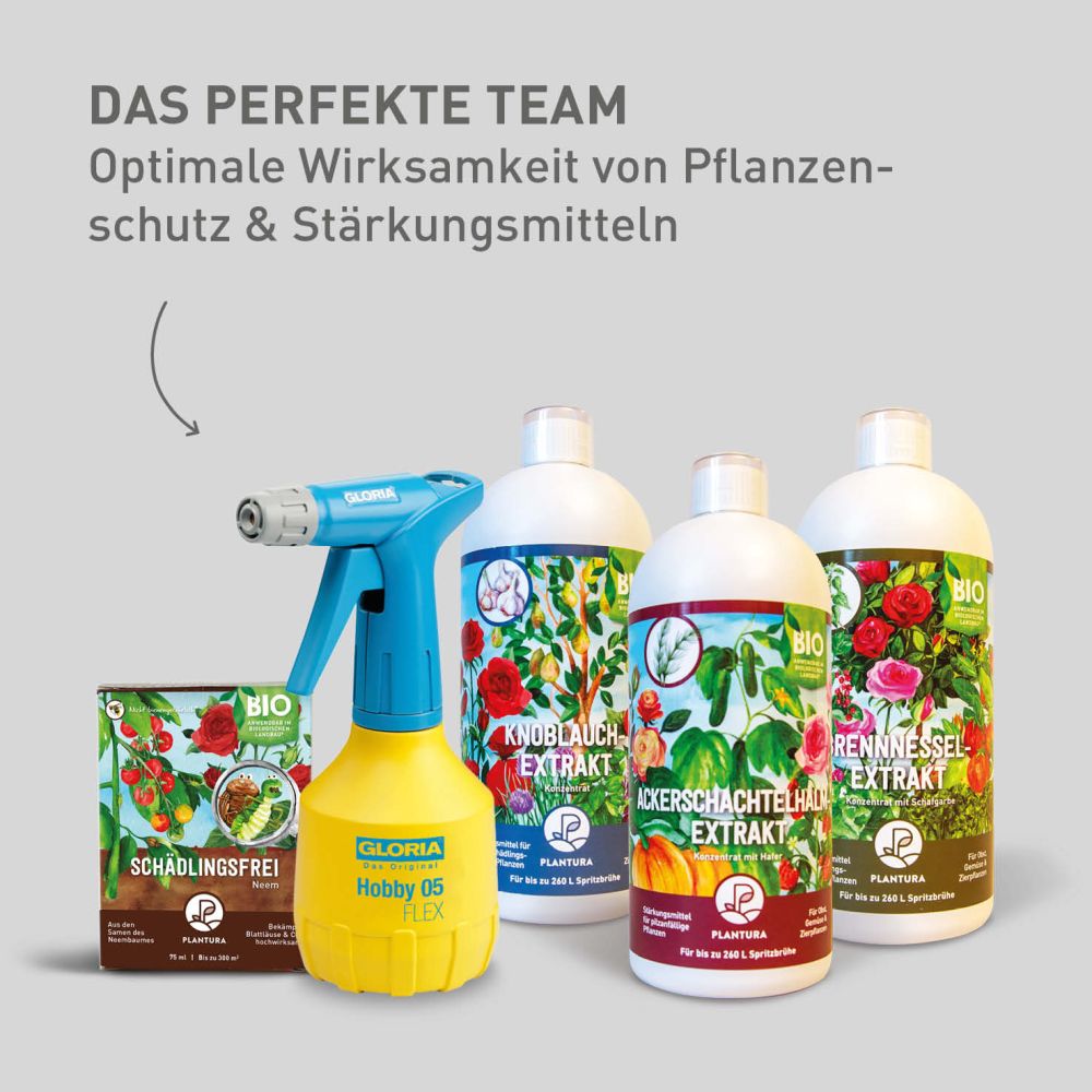 Gloria Hobby 05 FLEX mit Plantura Pflanzenschutz- und Stärkungsmitteln