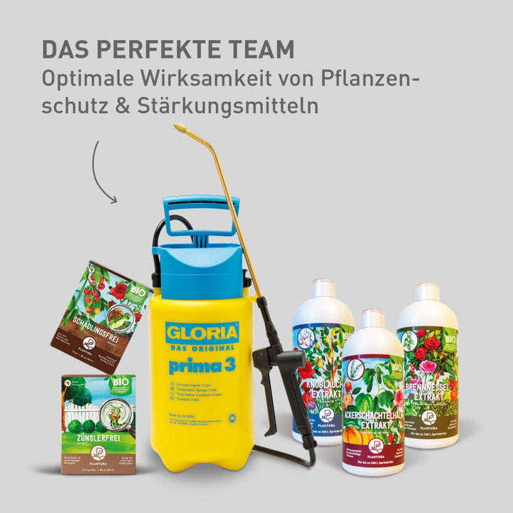 Gloria prima 3 mit Plantura Pflanzenschutz- und Stärkungsmitteln