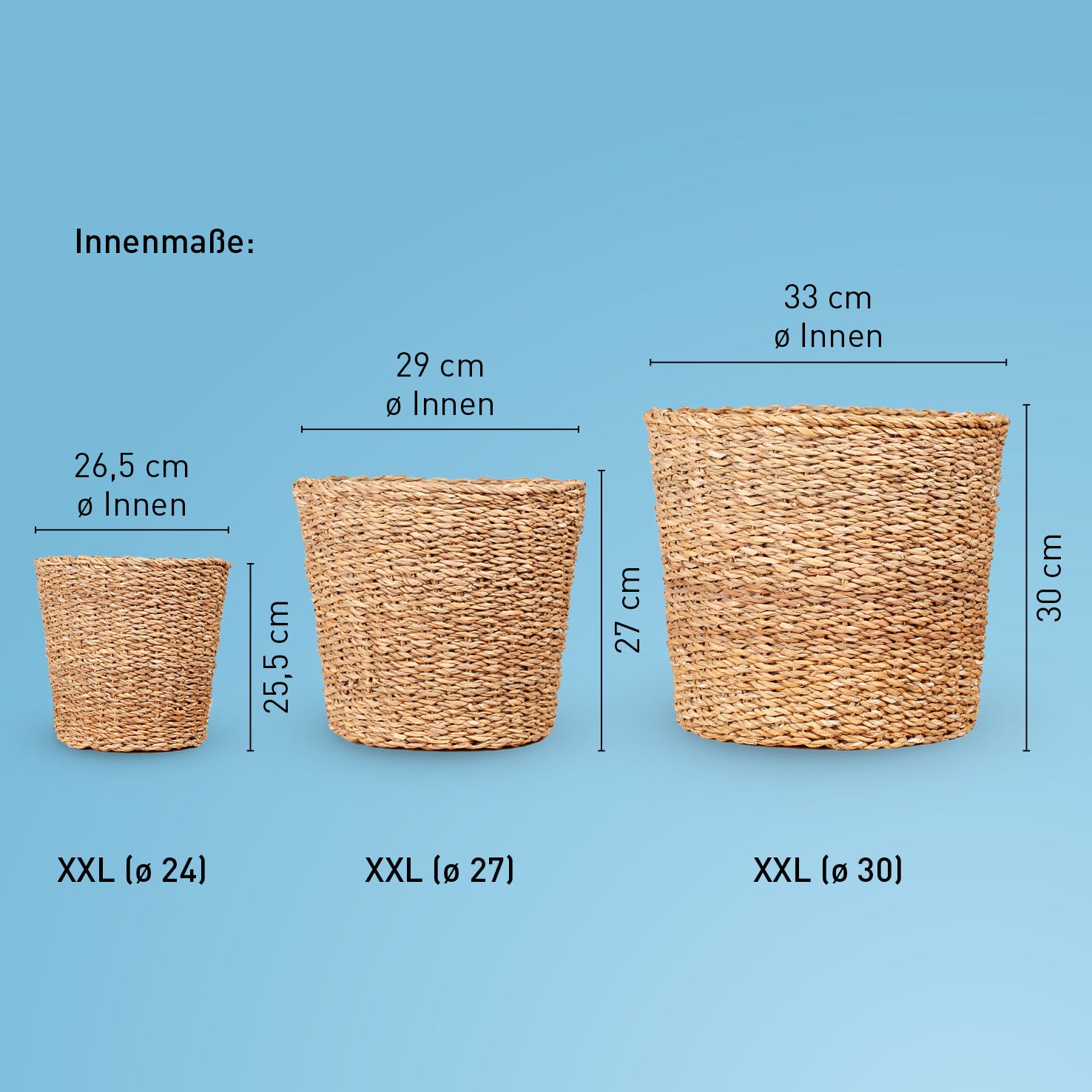 Größe des XXL-Seegras Übertopfes