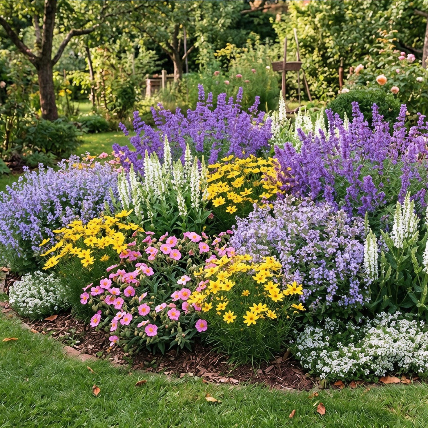 Herbst-Staudenbeet Dauerblüher (18er Set / 3,5 m²)