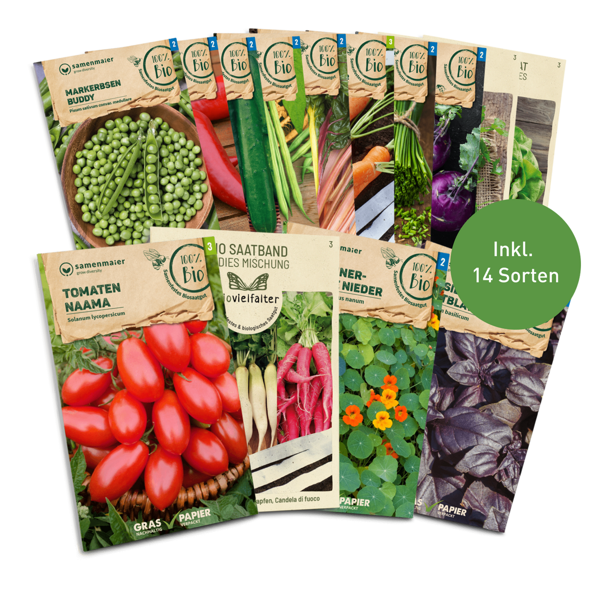 Hochbeet Bio-Samen-Set mit 14 Sorten