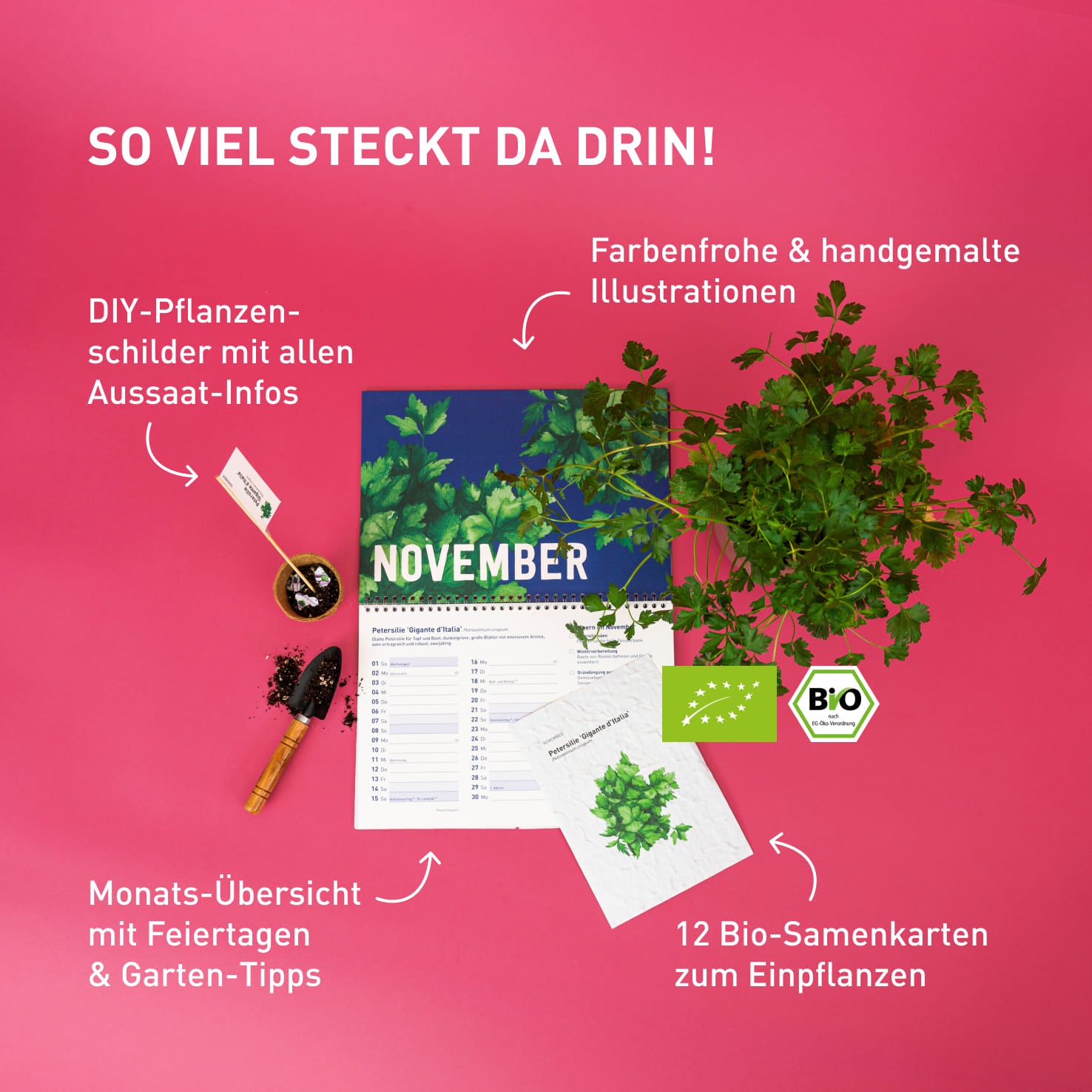 Inhalt des Plantura Samenkalenders