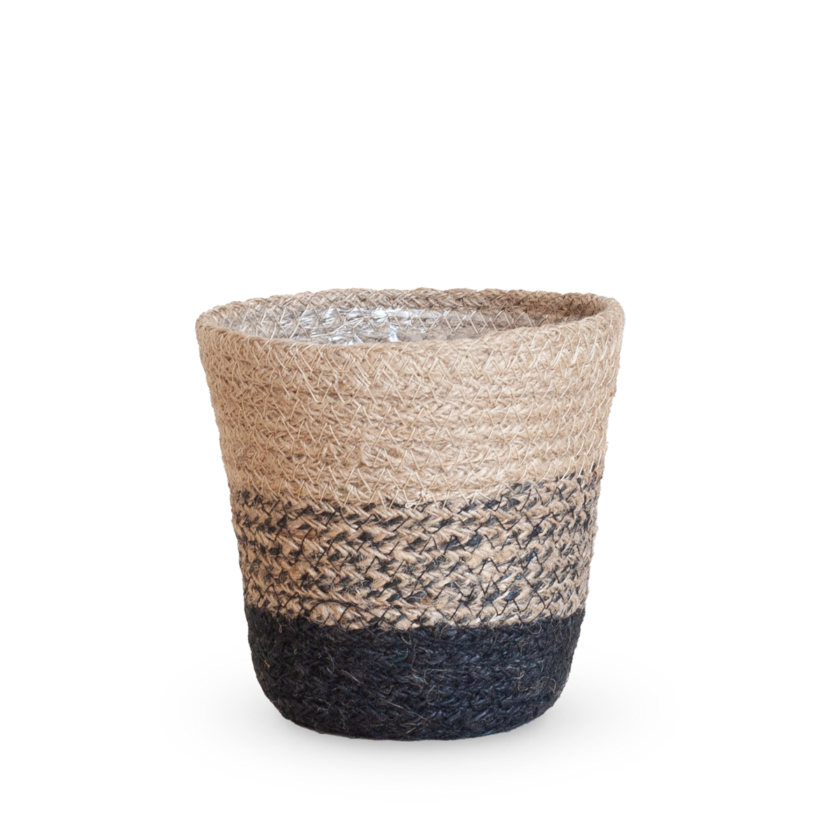 Jute Übertopf Sardinien Schwarz-Natur
