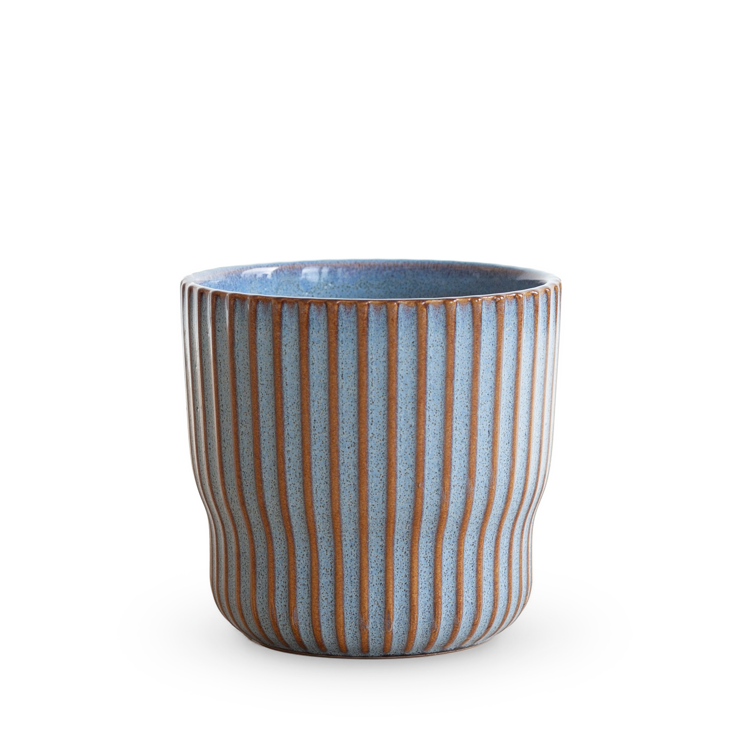 Blau-brauner Keramik Übertopf Mykonos für Zimmerpflanzen