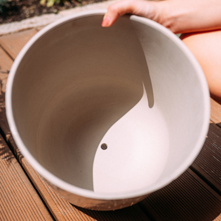 Keramik Übertopf Sand mit Wasser-Abflussloch