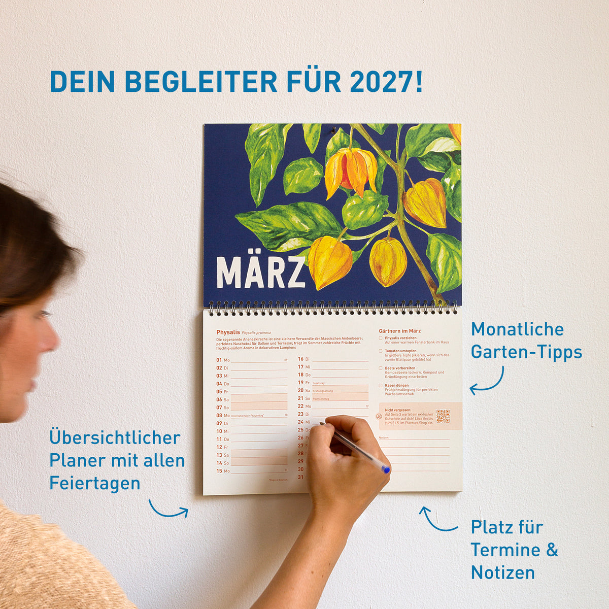 Einpflanzbarer Kalender und Planer in einem