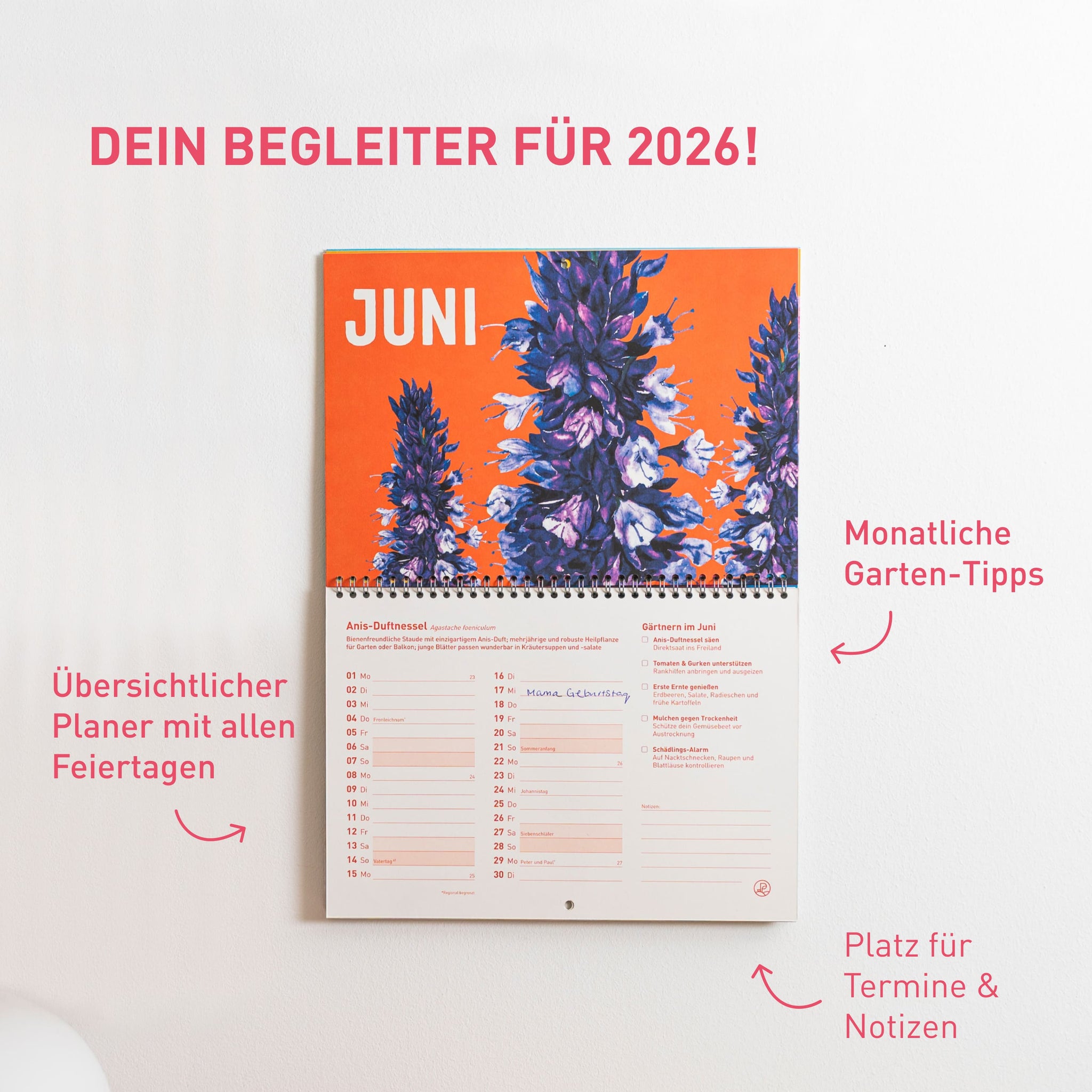 Einpflanzbarer Kalender und Planer in Einem