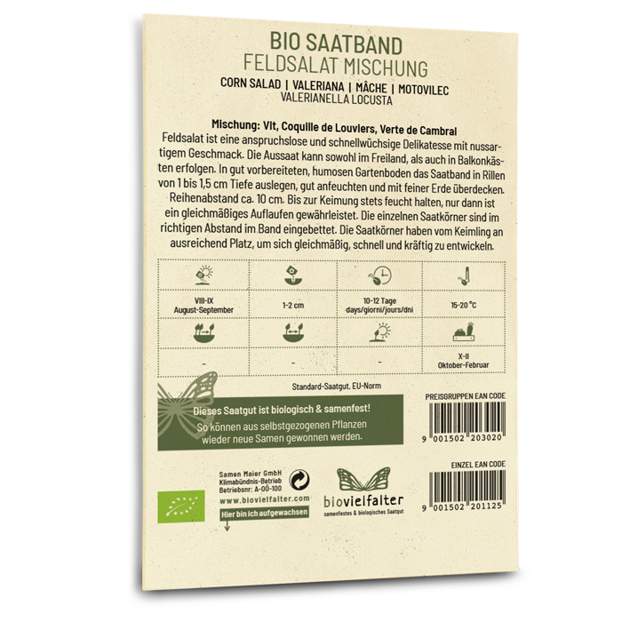 Saatband Bio-Feldsalat Mischung Saatgut