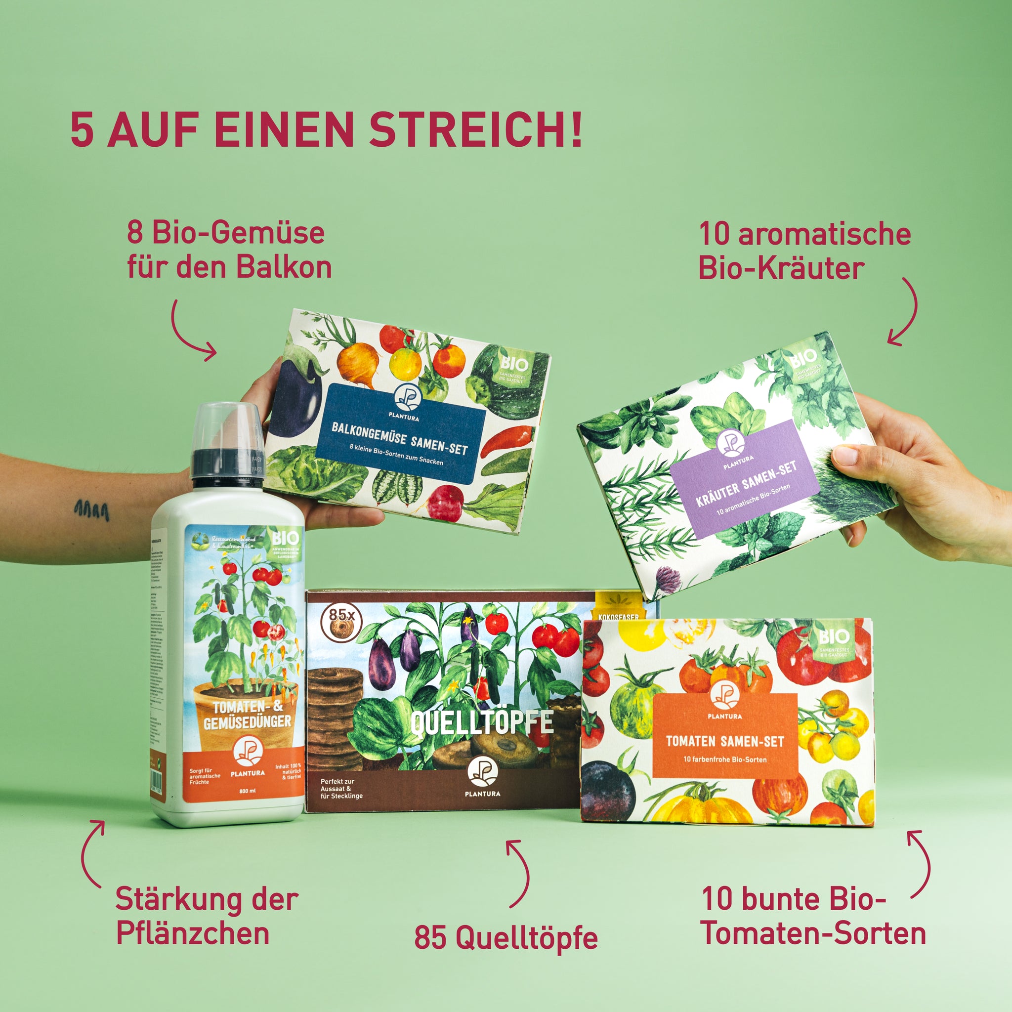 Inhalt des Plantura Saatgut Geschenk-Sets