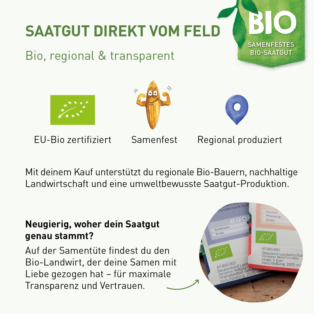 Saatgut direkt vom Feld zur Unterstützung von regionalen Bio-Bauen