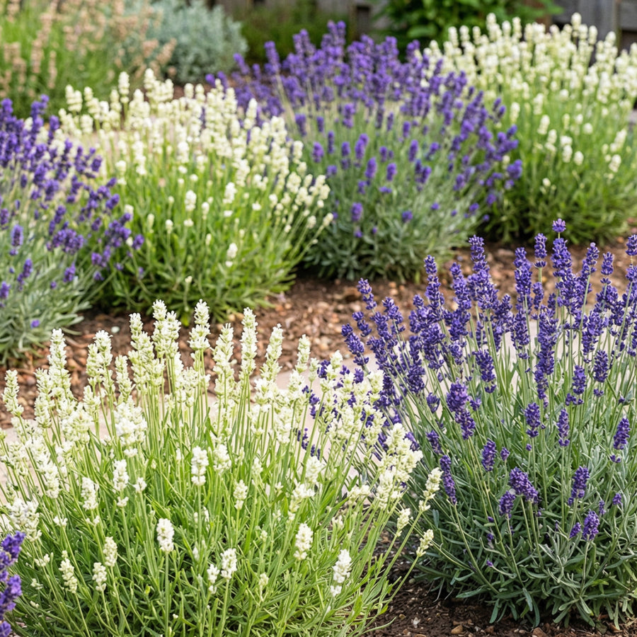 Weiß-blaues Lavendel-Set Staudenbeet