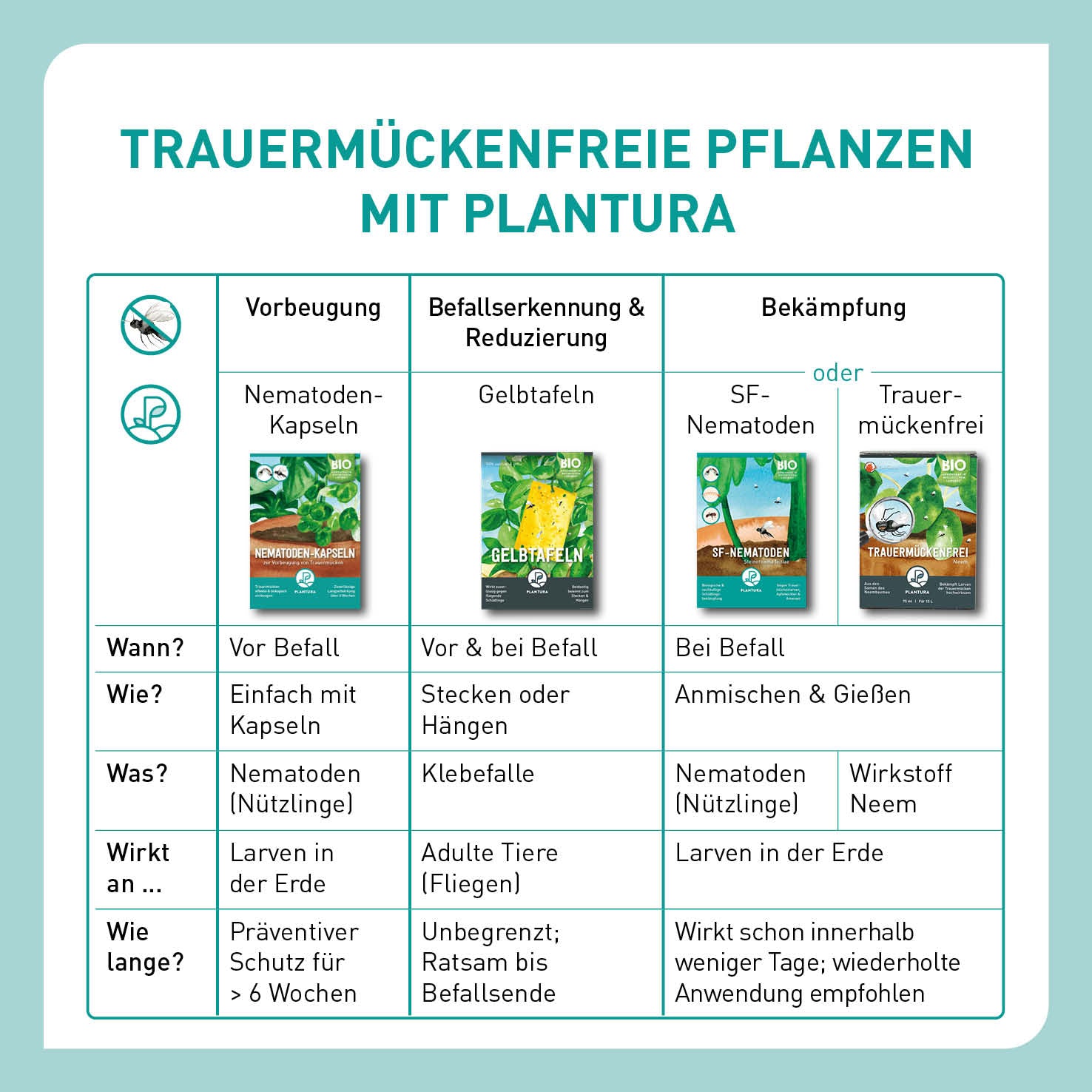 Tabelle Trauermücken-Bekämpfung