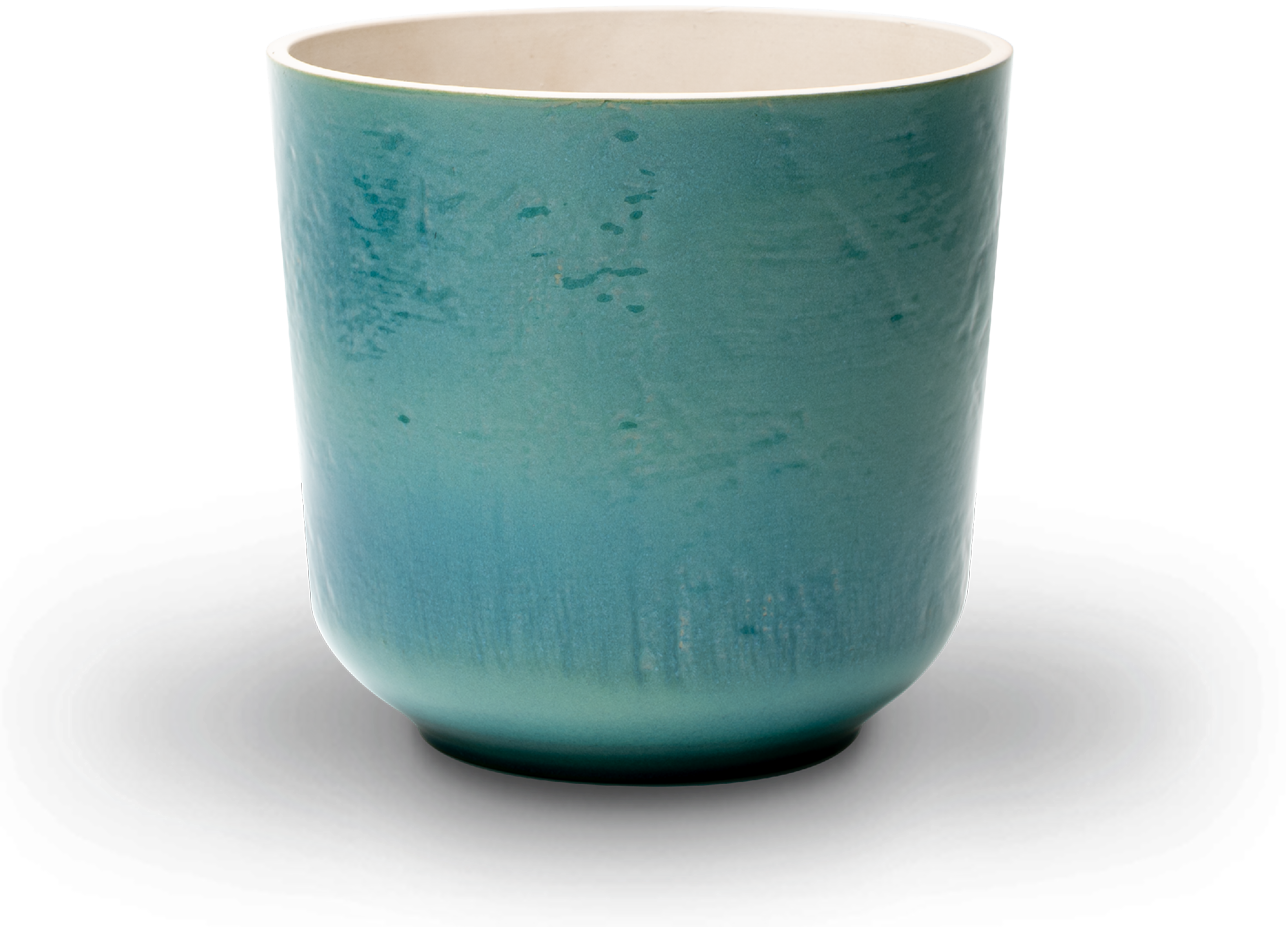 Blauer keramik Übertopf (leer)