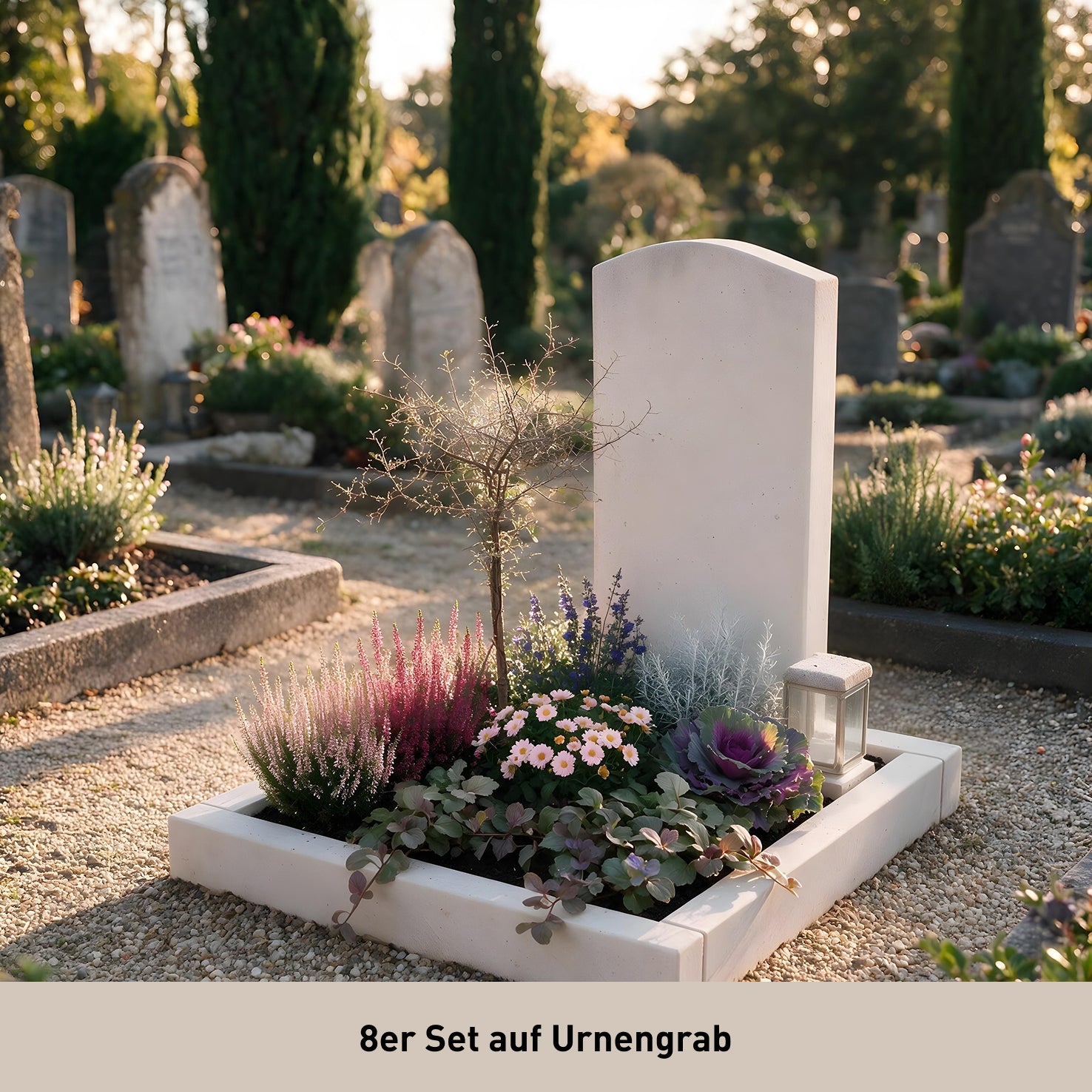 Bepflanztes Urnengrab 8er-Set `Gentle Memories`