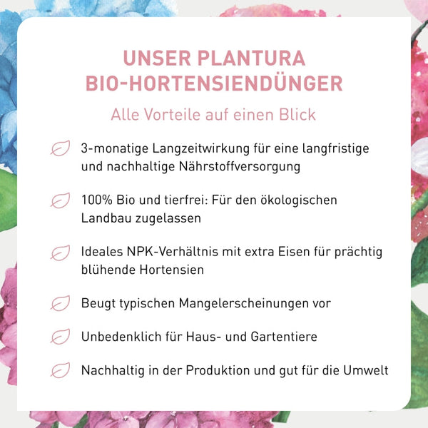 Vorteile Bio-Hortensiendünger von Plantura