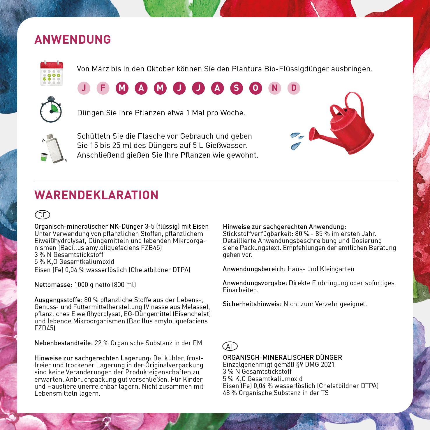 Anwendungs des flüssigen Hortensiendüngers