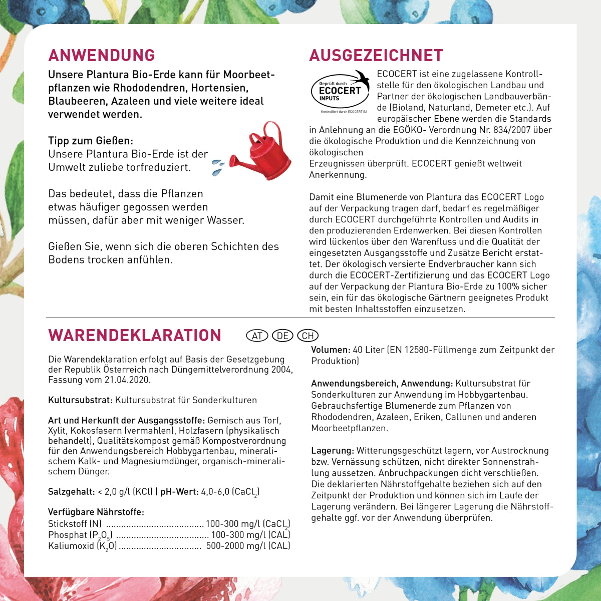 Anwendung und Inhalt der Sauren Erde von Plantura