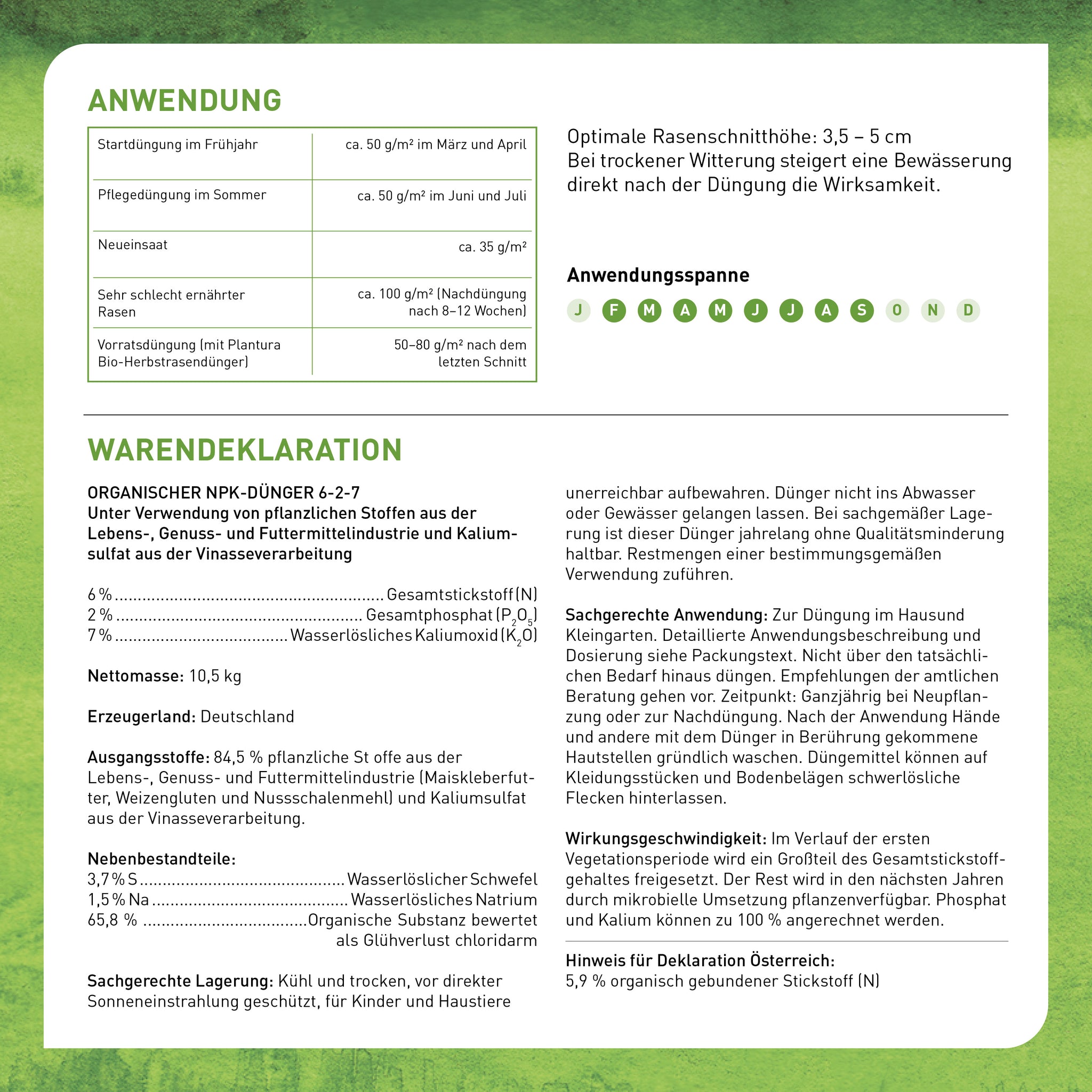 Anwendung Plantura Bio-Rasendünger