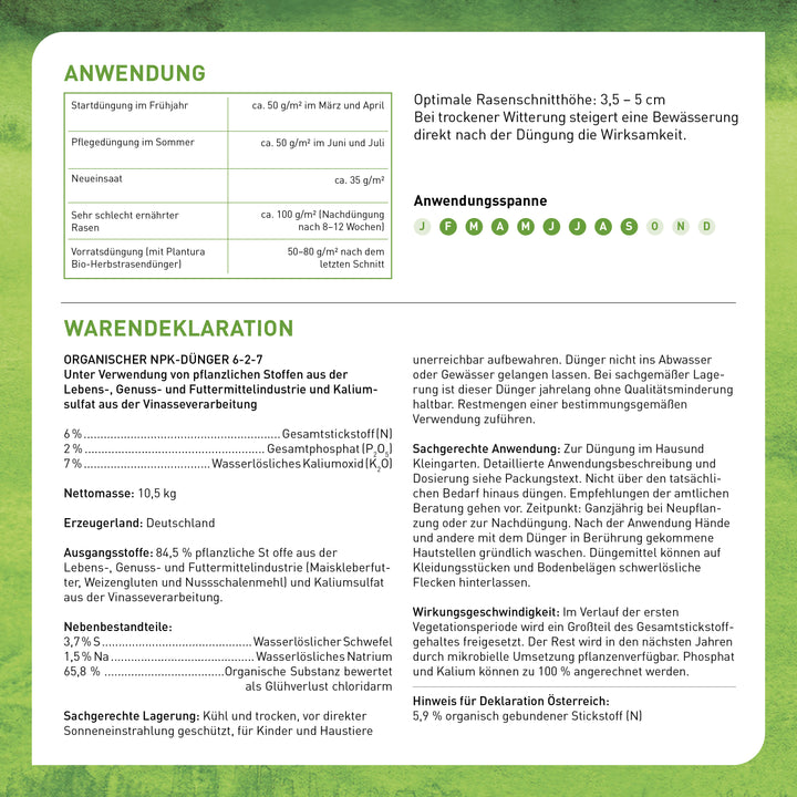 Anwendung Plantura Bio-Rasendünger